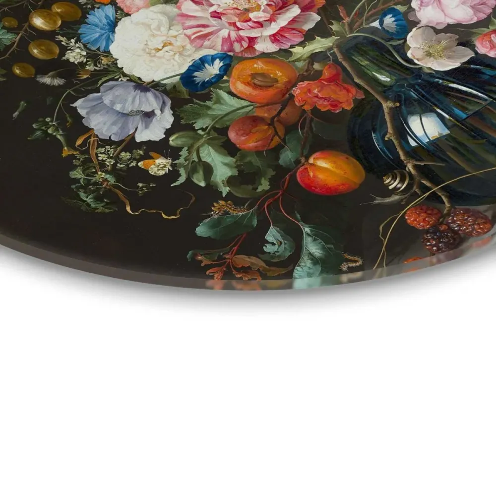 Glasbild De Heem Stilleben auf Vase 70 Rund