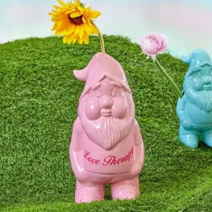 Groß Gnom Keramik Vase - Hellrosa