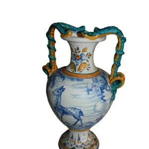 Jugendstil-Keramikvase aus dem späten 19. Jahrhundert mit Tiermotiven