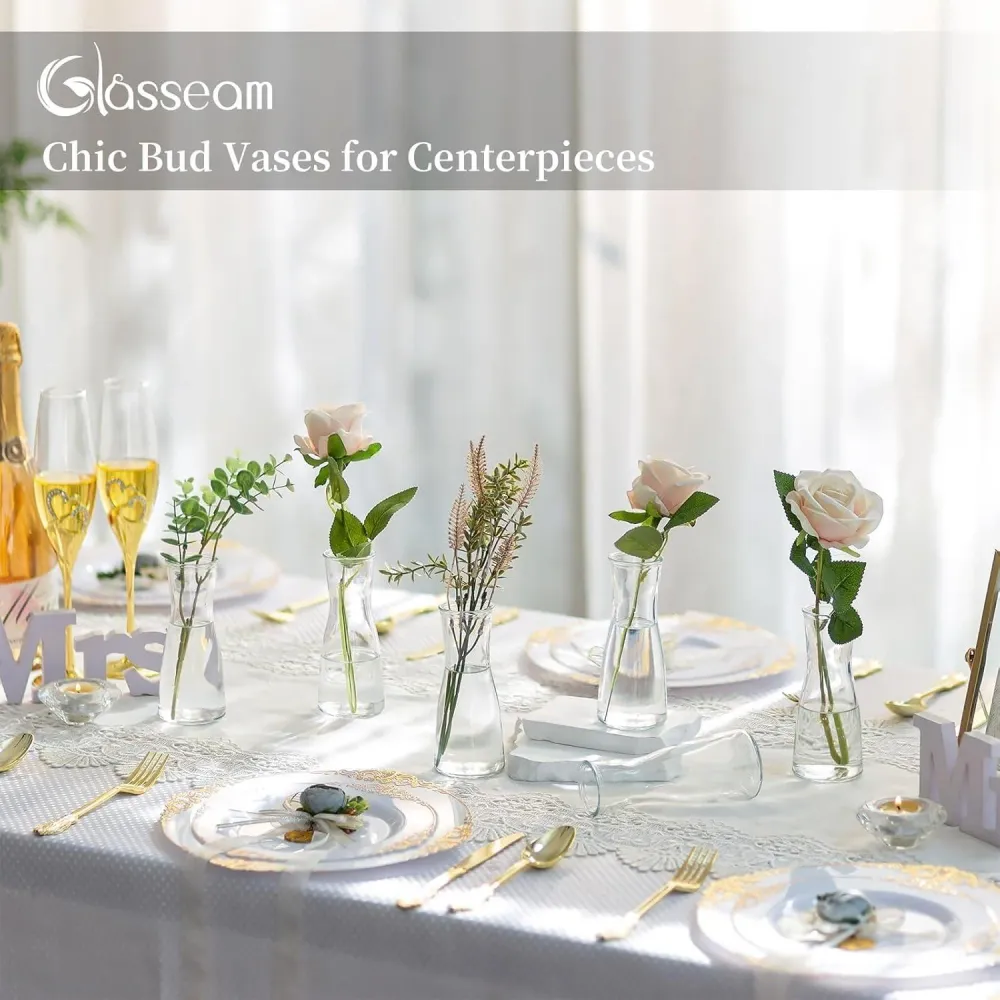 Kleine Glasvasen Klar Flower Vase Set 12 Stück Modern für