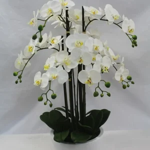 Künstliche Orchidee weißer Vase Höhe 68 cm
