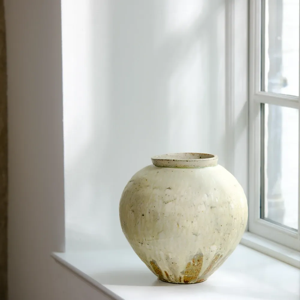 Marco Minetti, Buncheong Vase, Korean-style, grünlich | Asche Glasur (MM02)