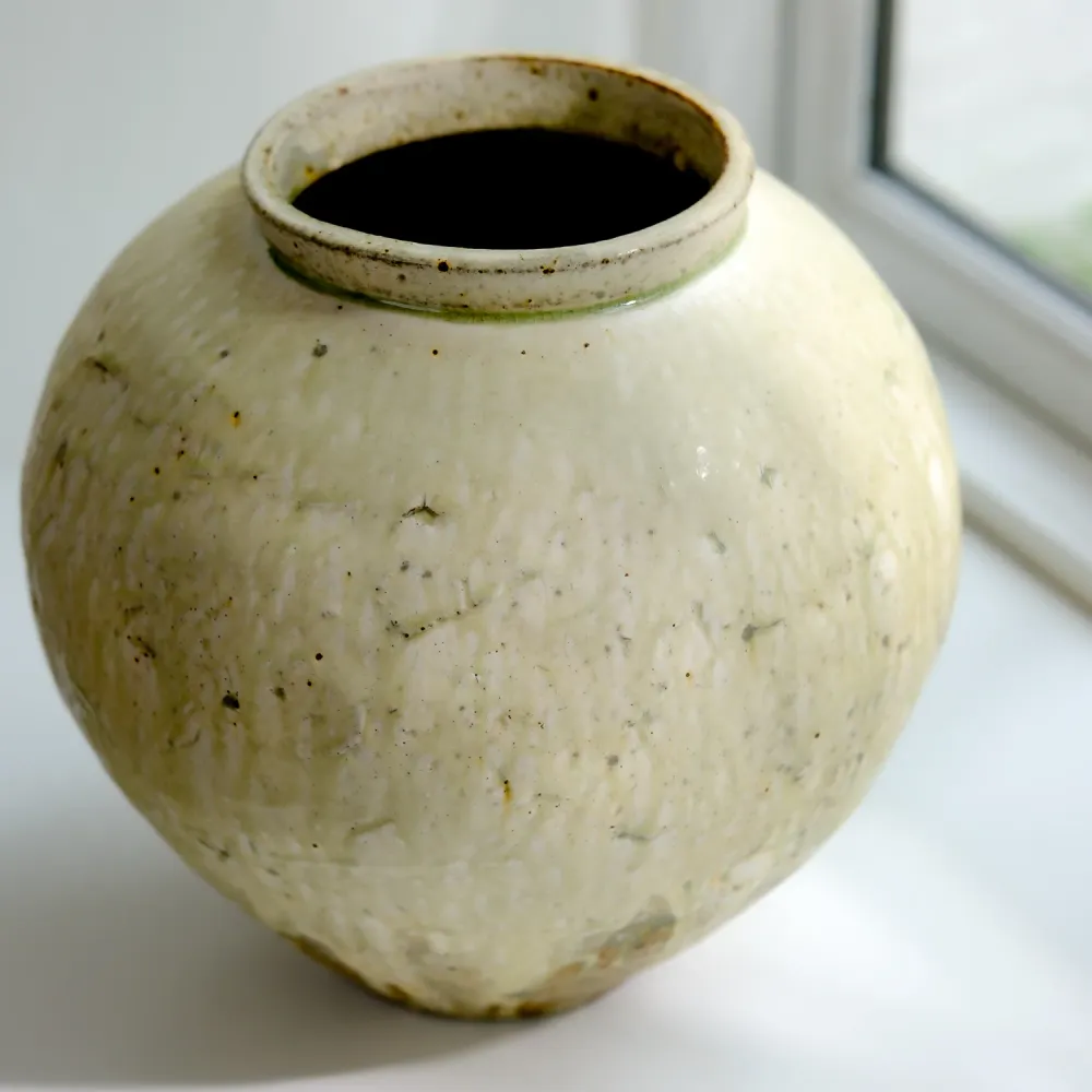 Marco Minetti, Buncheong Vase, Korean-style, grünlich | Asche Glasur (MM02)