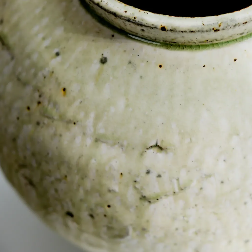 Marco Minetti, Buncheong Vase, Korean-style, grünlich | Asche Glasur (MM02)