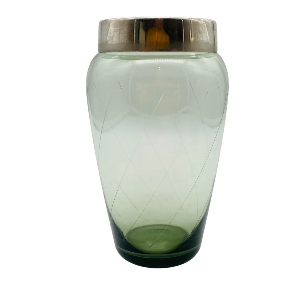 Mid Century Rauchglas Vase beschliffen 50er 60er Jahre