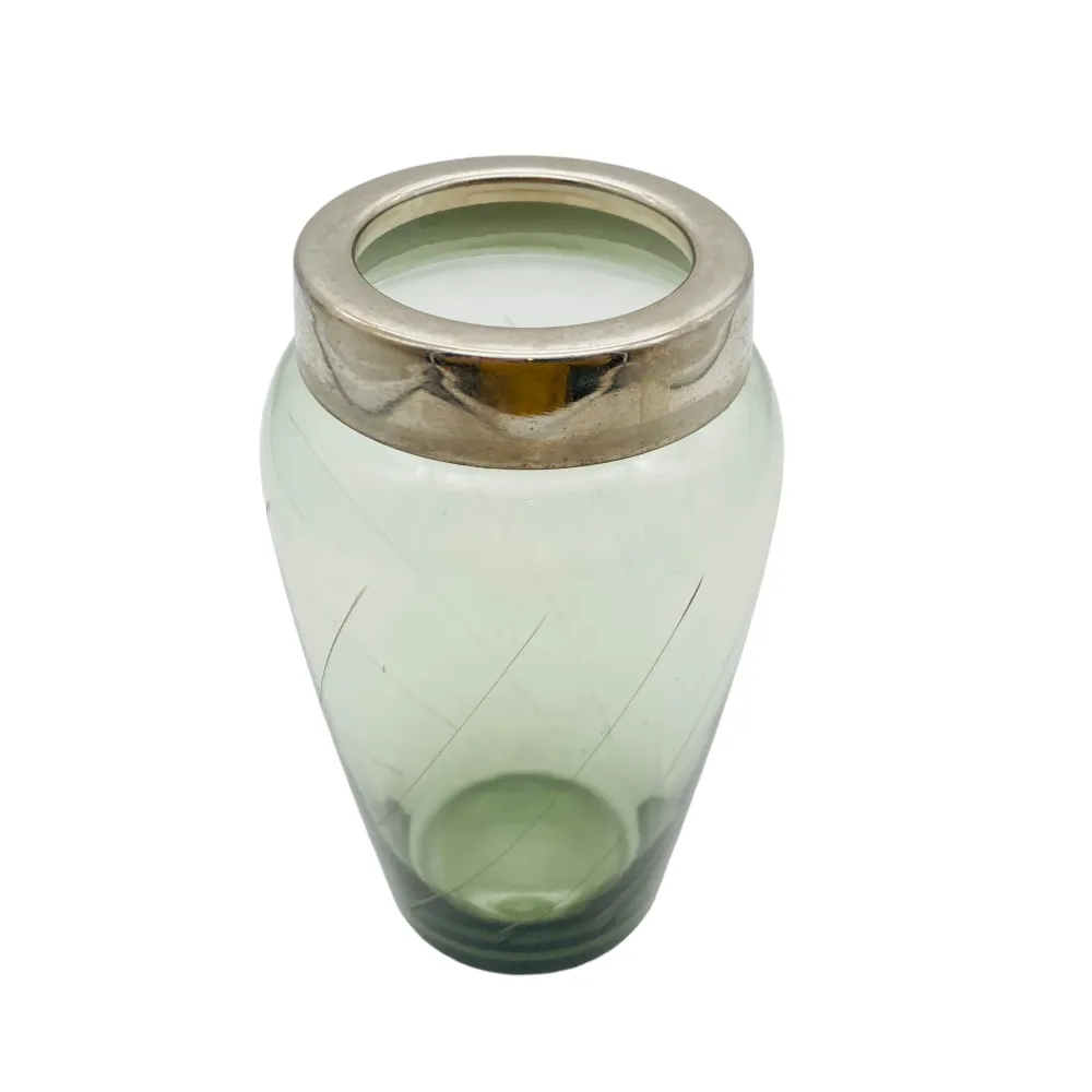 Mid Century Rauchglas Vase beschliffen 50er 60er Jahre