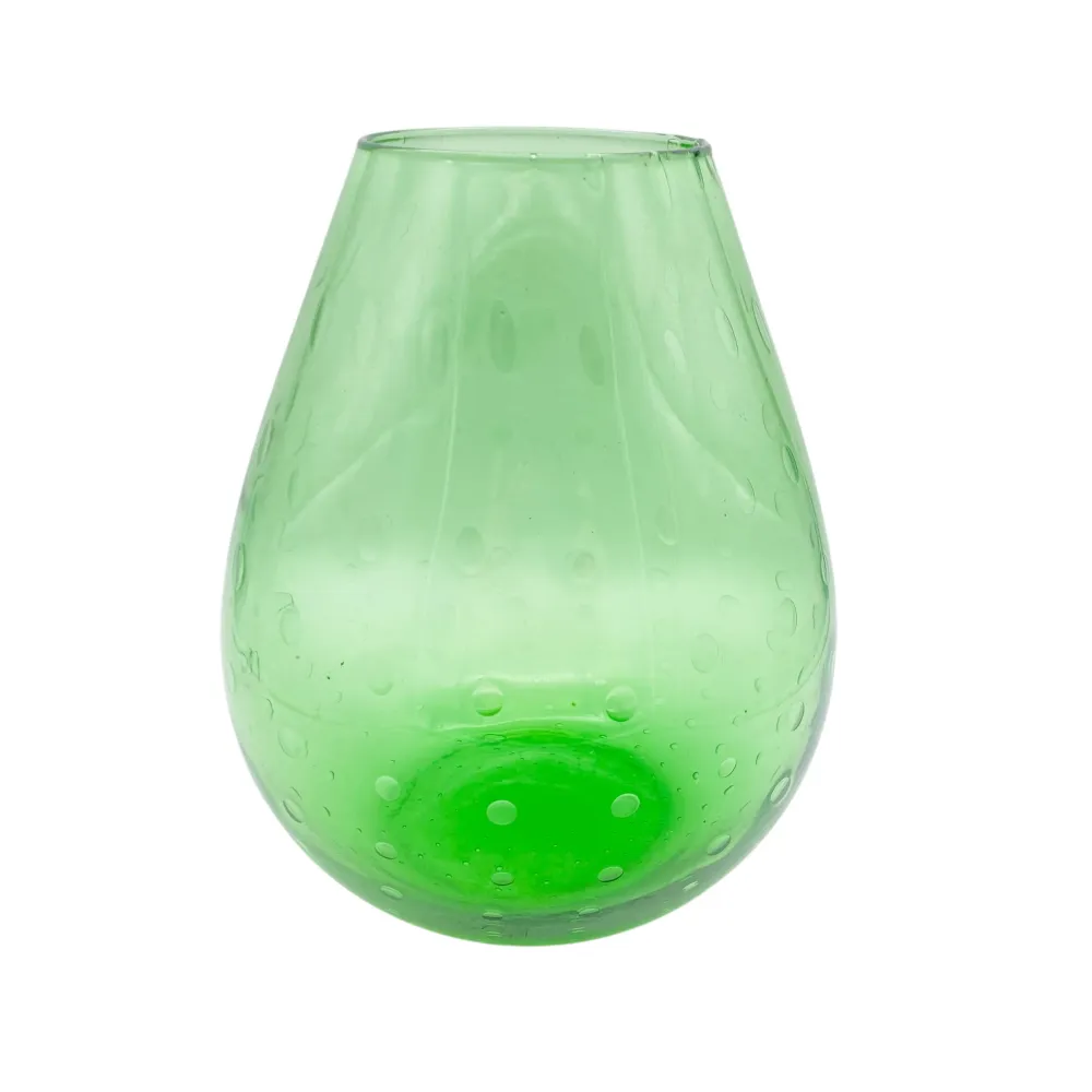 Mid Century Vase aus Gla grün mit Luftblasen 60er 70er Jahre