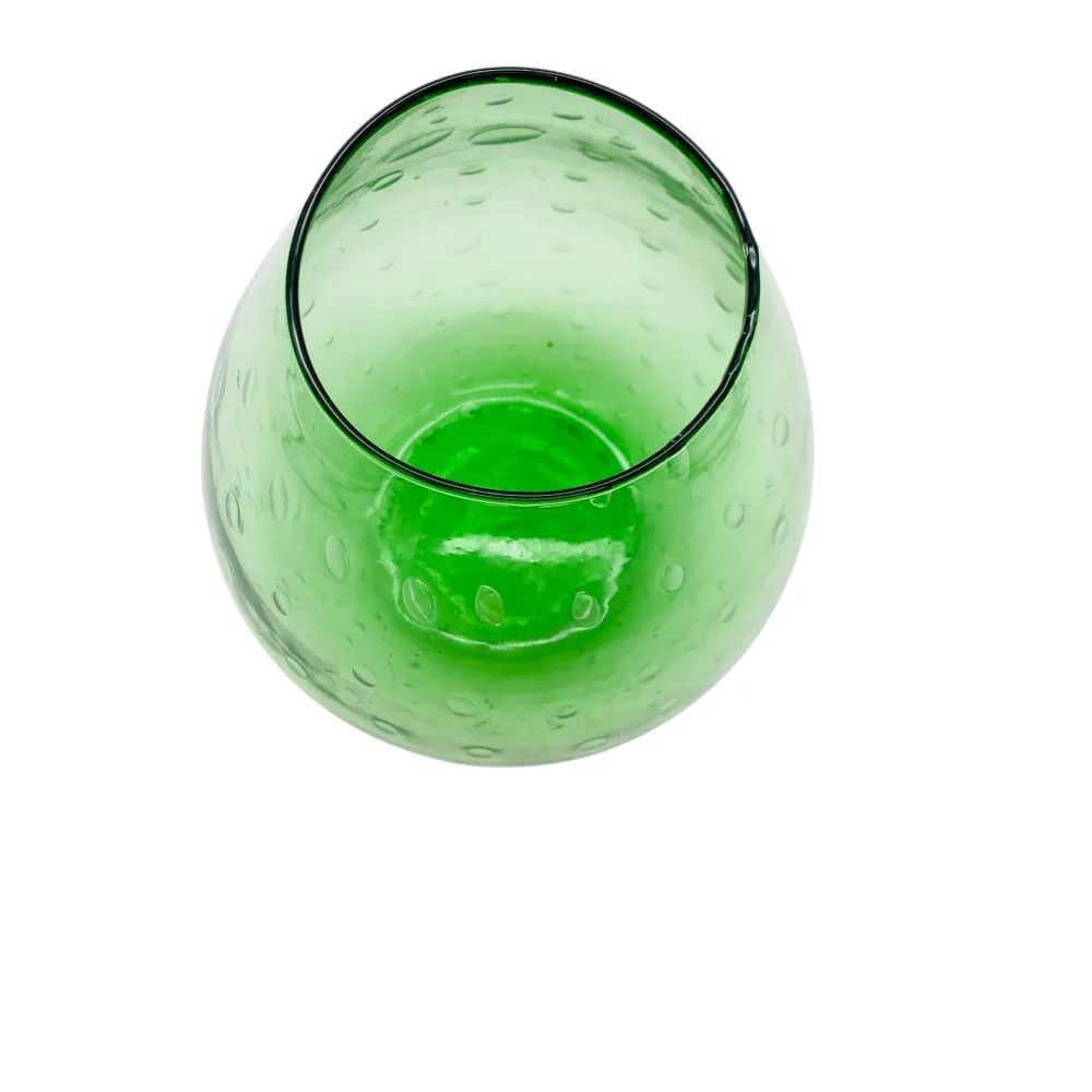 Mid Century Vase aus Gla grün mit Luftblasen 60er 70er Jahre