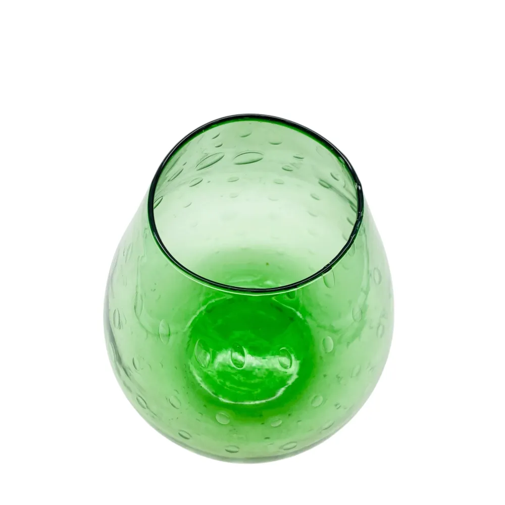 Mid Century Vase aus Gla grün mit Luftblasen 60er 70er Jahre