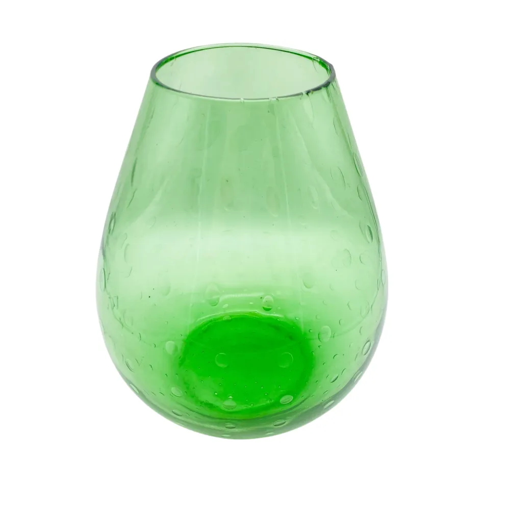 Mid Century Vase aus Gla grün mit Luftblasen 60er 70er Jahre