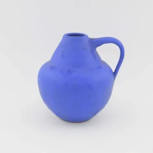 Mid-Century Hartwig Heyne „Hoy“ Studiokeramik Vase WGP 1970s Vintage Design mit blauer Fat Lava Glasur - westdeutsche Kuns...