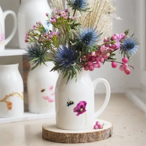 Milchkännchen/Vase "Mohn und Hummel"
