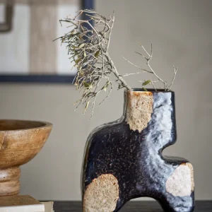 Ollia Vase, Schwarz, Steingut