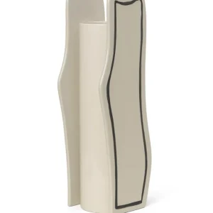PASTE VASE SLIM Vase, cremeweiß mit schwarzem Muster