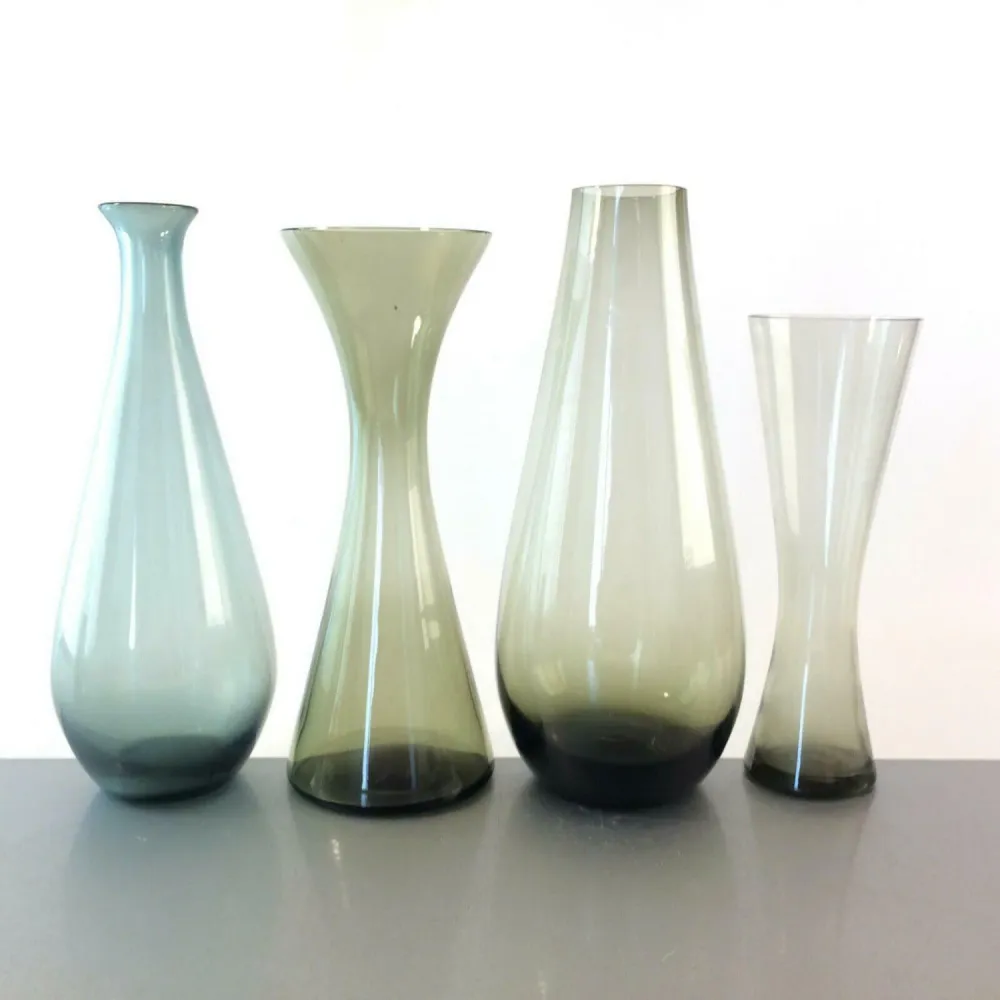 RAUCHGLAS 50er 60er MID CENTURY 21cm Vase Turmalin grün Vasen Konvolut