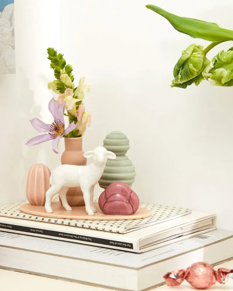 Sweet Stories Lamb Vase Dusty Rose