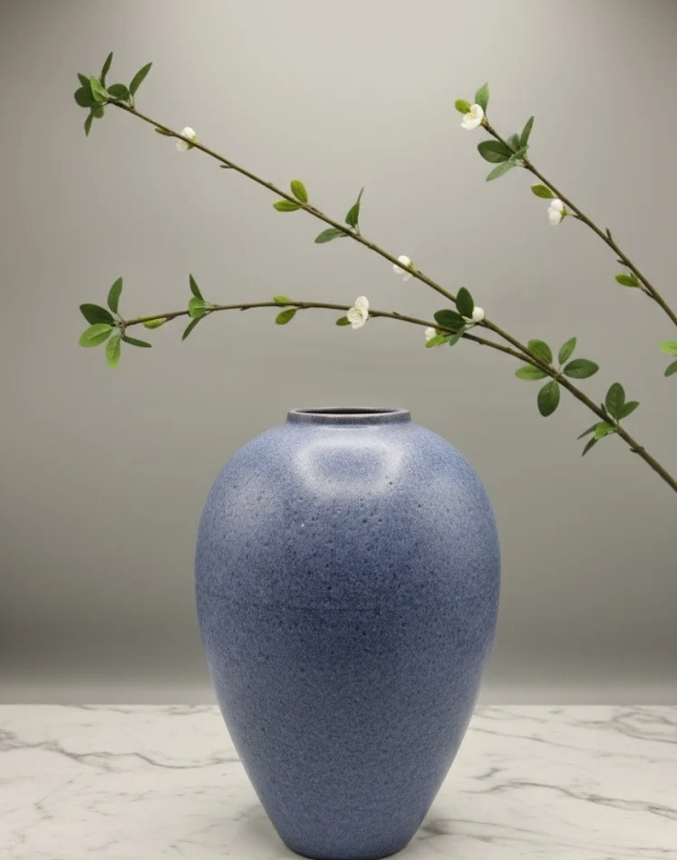 Tonvase 30cm Blau Antiquität Keramik Vase Vintage Deko