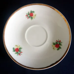UNTERTASSE - Porzellan, Goldrand Flora Rosenblüten Blumenstrauß Motiv Dekor