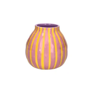 Vase Artisan - rosa & gelb gestreift