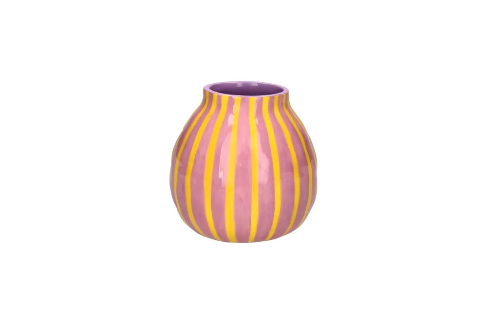 Vase Artisan - rosa & gelb gestreift