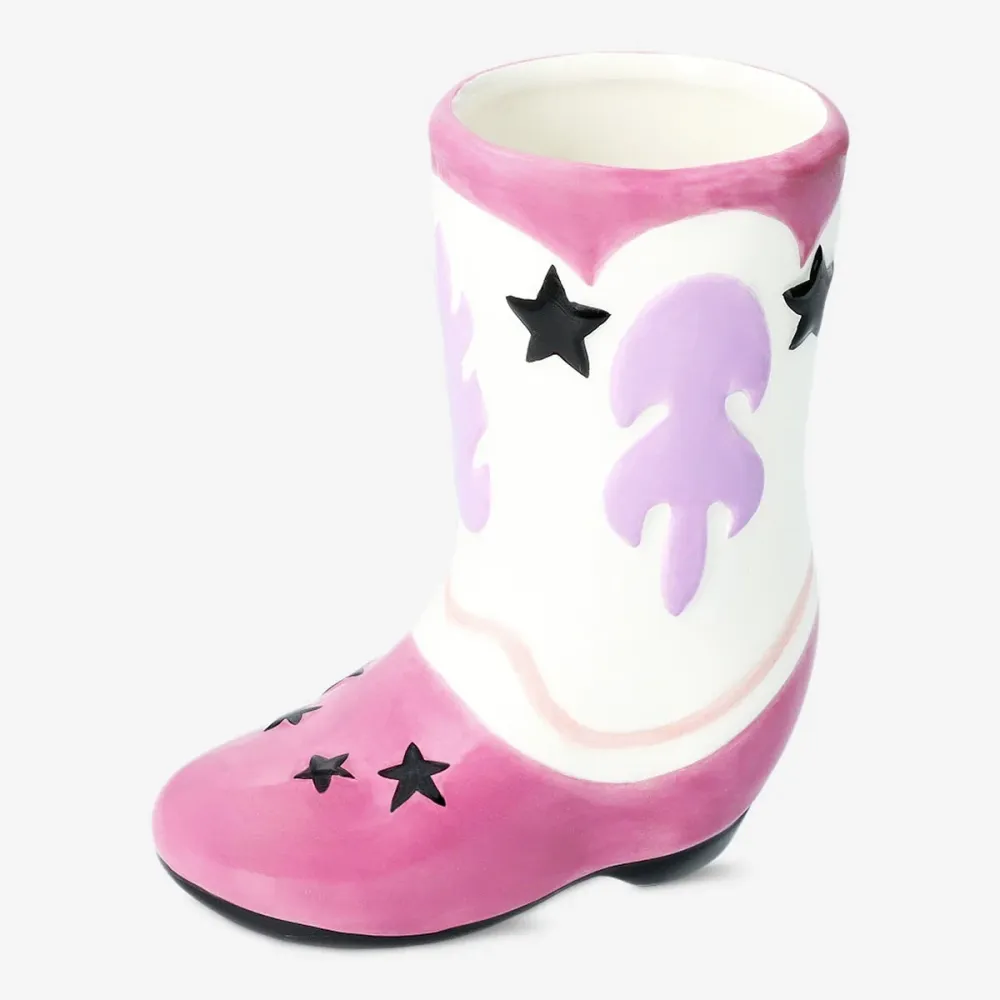Vase Form eines Cowboystiefels