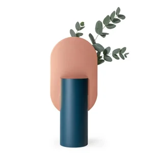 Vase GENKE blau mit Kupfer