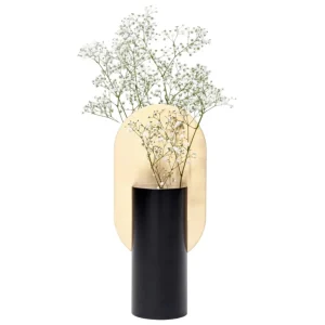 Vase GENKE schwarz mit Messing