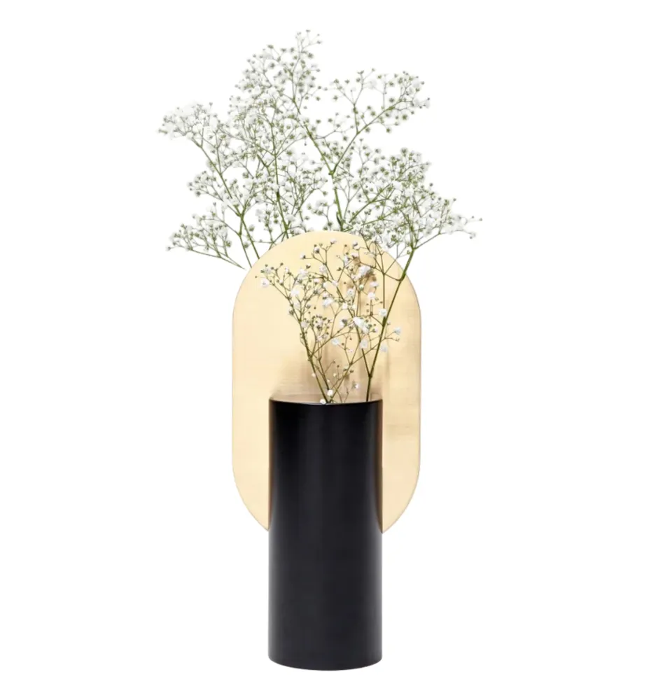 Vase GENKE schwarz mit Messing