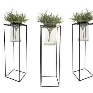 Vase | großes Metallgestell | schwarz