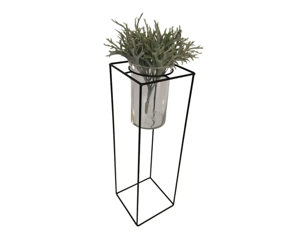 Vase | großes Metallgestell | schwarz