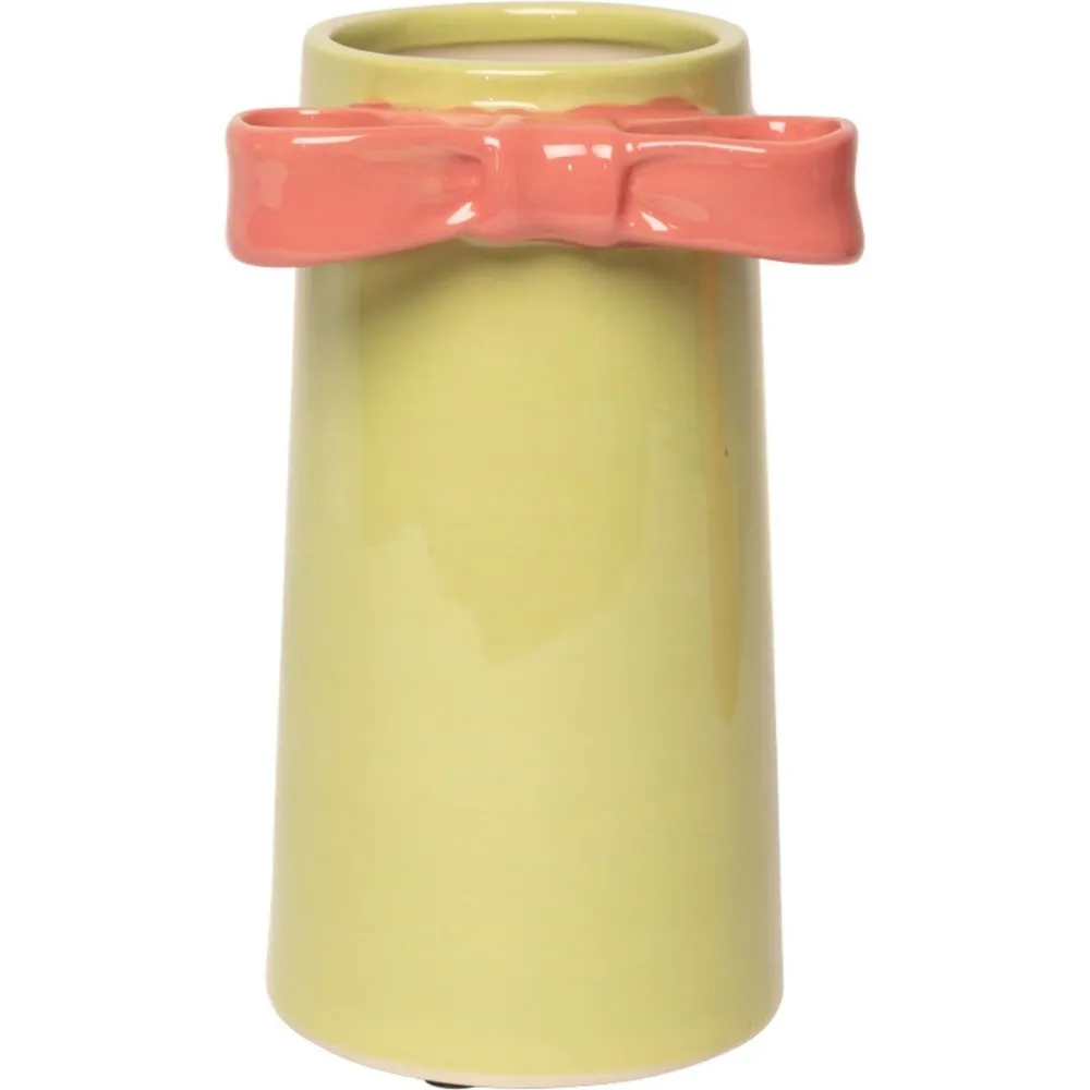 Vase mit Schleife - grün/pink - AU Maison