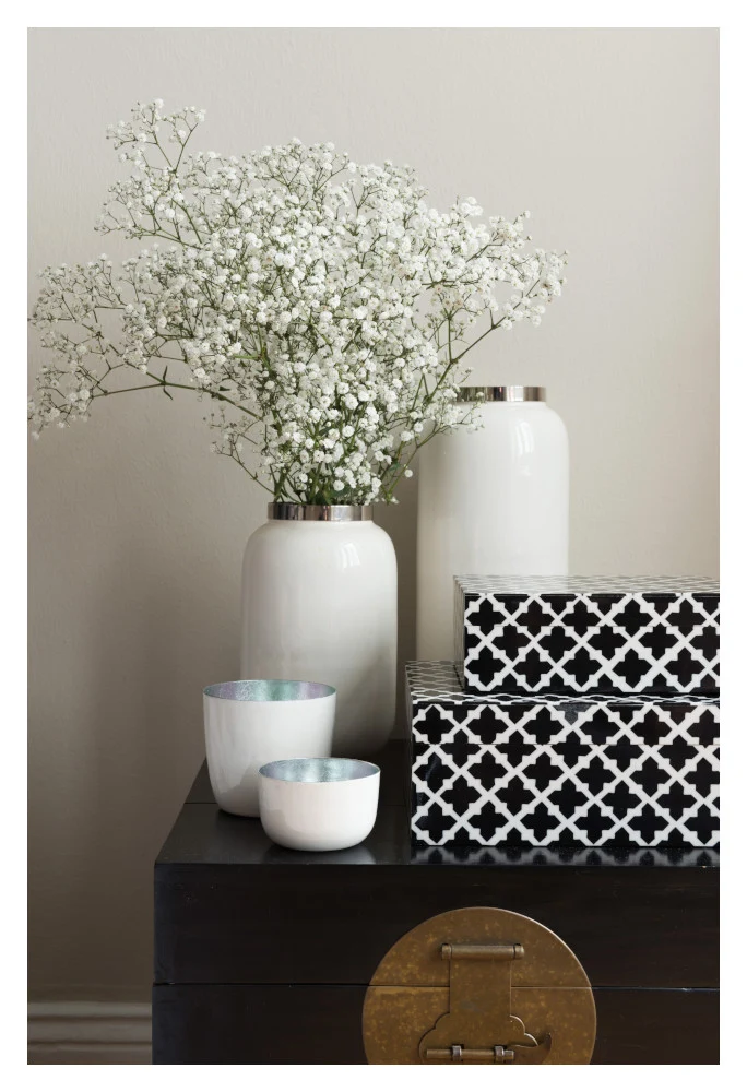 Vase SAIGON M weiss- silber 30 cm