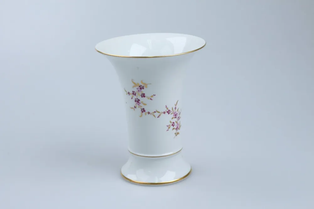 Vase Trichtervase Lila Blumenmalerei