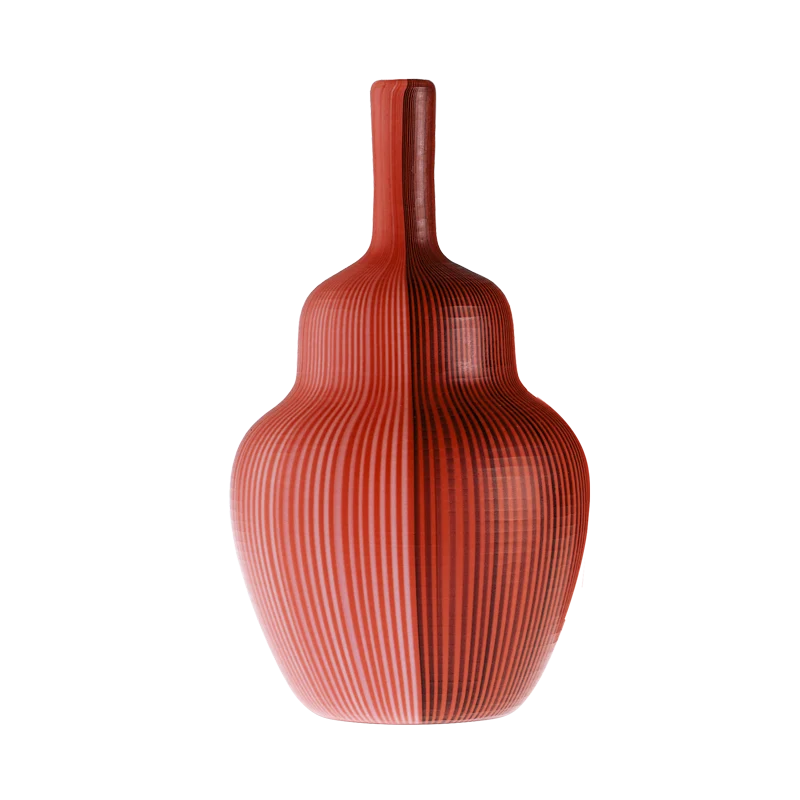 Venini Vase aus korallenrotem Schmiedestoff