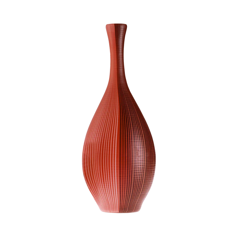 Venini Vase aus korallenrotem Schmiedestoff