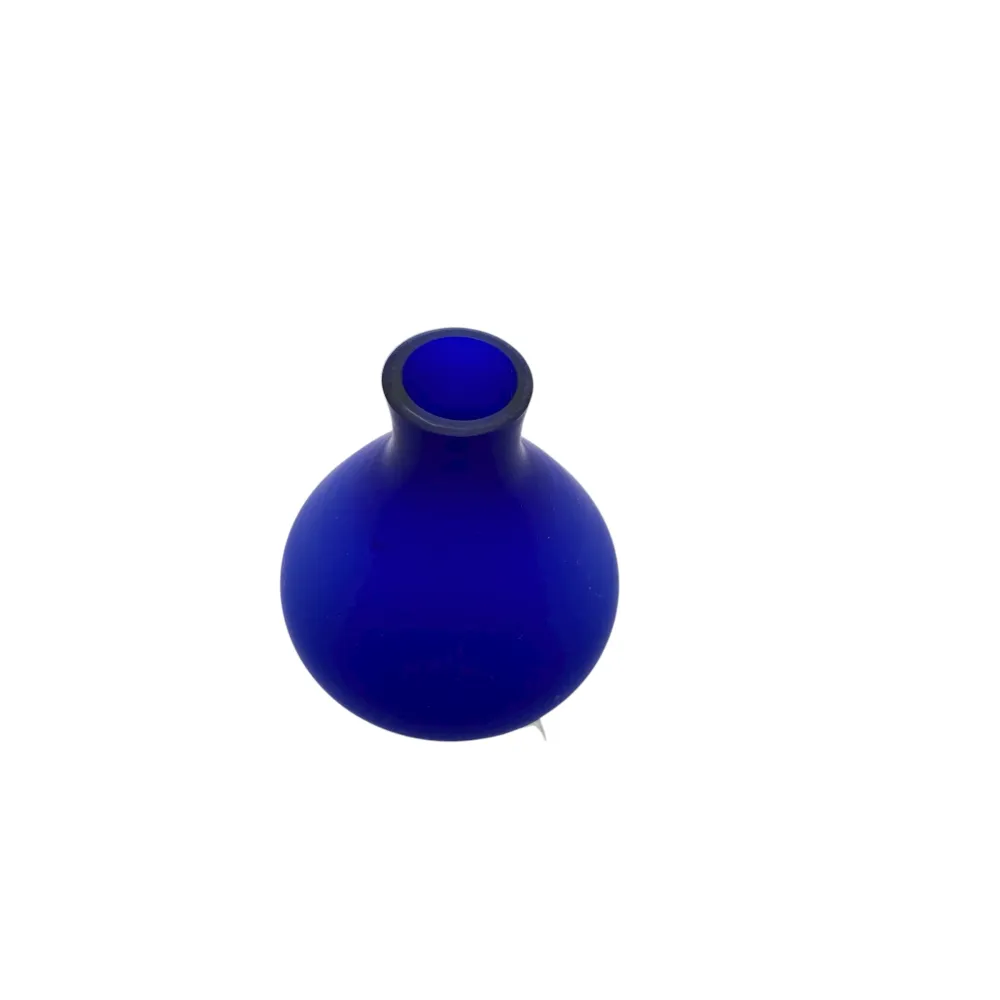 Vintage Vase satiniert blau Glas 1960er 1970er Dekoration mattierte Blumenvase