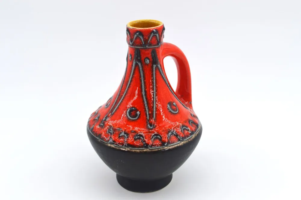 WGP Bay Keramik Fat-Lava Keramik Vase 67-17 Bodo Mans Design 1960s Westgerman Pop-Art Design