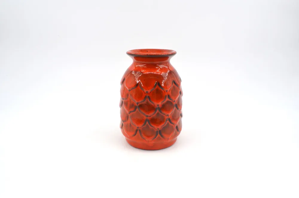 WGP Jasba Keramik Vase N033 1116 „Ananas“ Vintage Vase mit seltener Fat-Lava Glasur 1960s West German Mid-Century Design P...