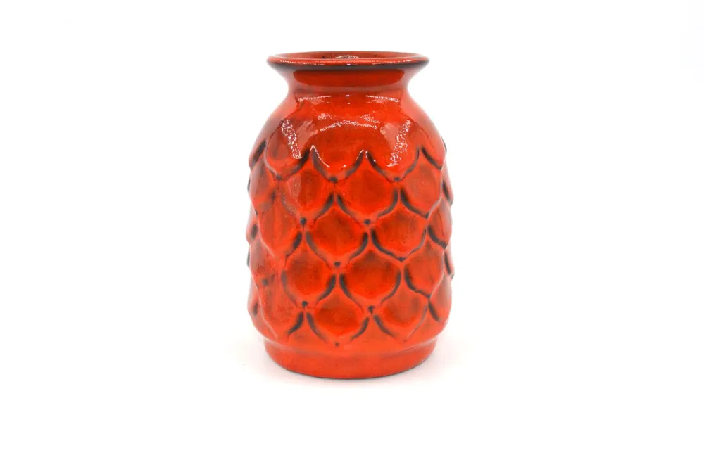 WGP Jasba Keramik Vase N033 1116 „Ananas“ Vintage Vase mit seltener Fat-Lava Glasur 1960s West German Mid-Century Design P...