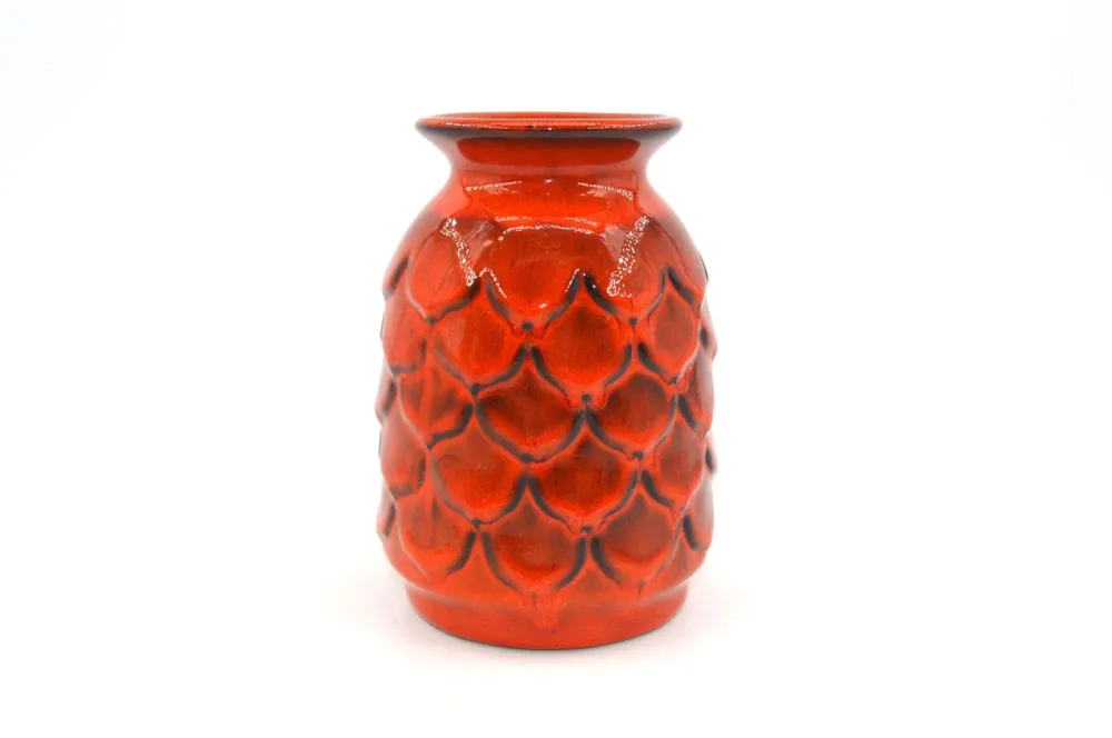 WGP Jasba Keramik Vase N033 1116 „Ananas“ Vintage Vase mit seltener Fat-Lava Glasur 1960s West German Mid-Century Design P...