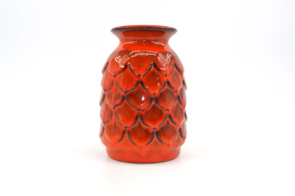 WGP Jasba Keramik Vase N033 1116 „Ananas“ Vintage Vase mit seltener Fat-Lava Glasur 1960s West German Mid-Century Design P...