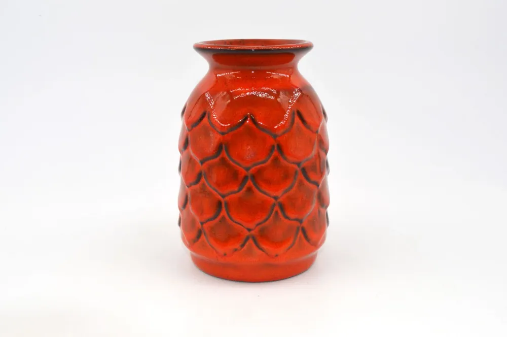 WGP Jasba Keramik Vase N033 1116 „Ananas“ Vintage Vase mit seltener Fat-Lava Glasur 1960s West German Mid-Century Design P...