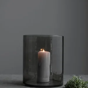 Windlicht Vase Ramsjö smoke Rauchglas XL 30 cm Storefactory
