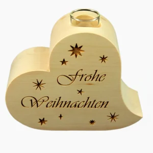 Zirbenherz Vase "Frohe Weihnachten"