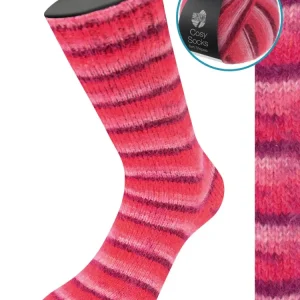 Cosy Socks Soft Stripes 105 Bordeaux/Rosa/Himbeer/Pink