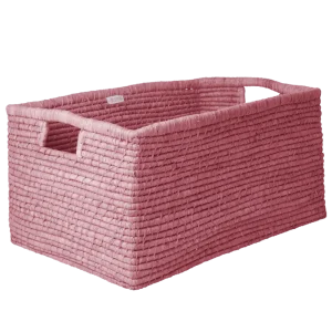 Extra groß Rechteckig Raffia Aufbewahrungskorb - Pink