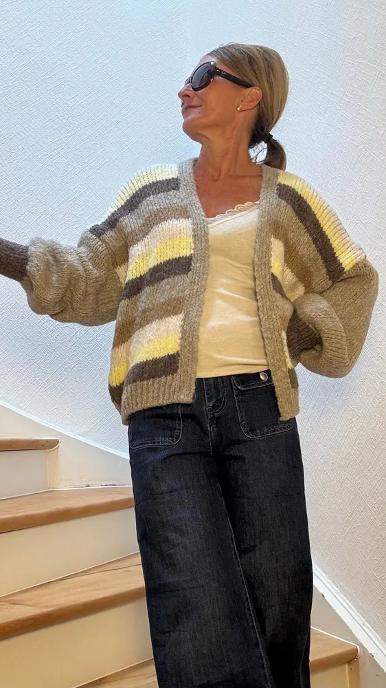 Golden Stripes Cardigan - Spätsommer Vibes Streifen