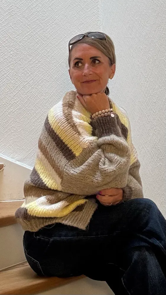 Golden Stripes Cardigan - Spätsommer Vibes Streifen