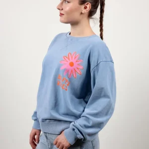 Happy Vibes Summer Sweatshirt - Acidwash Blau
