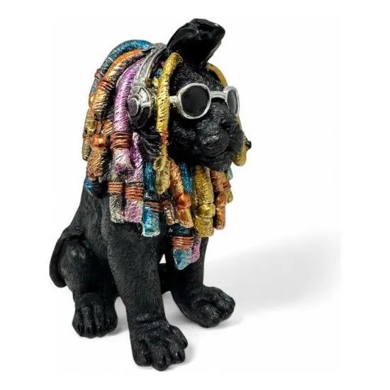 Löwenfigur „Rasta Vibes“ – Schwarz klein